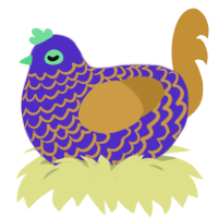 The Forsaken, a indigo and gold chicken with a lace pattern