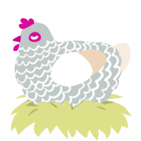 A silver and cream chicken with a lace pattern