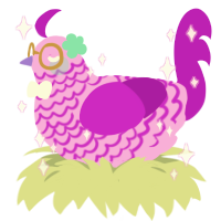A lavender and amethyst chicken with a lace pattern