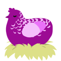 A plum and lavender chicken with a half-lace pattern