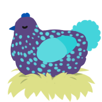 A overcast and aqua chicken with a speckle pattern