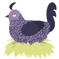 A blurple and navy chicken with a double-lace pattern
