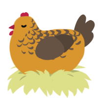 A orange and bark chicken with a half-lace pattern