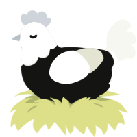 Tebeeyn, a black and white chicken with a head pattern