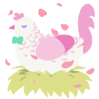 Borealis, a white and pink chicken with a half-lace pattern