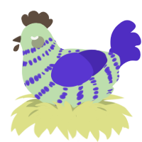 Mint Ice Cream, a gluppy and indigo chicken with a bar pattern