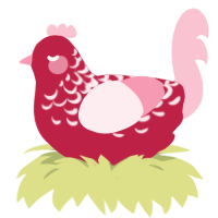 A crimson and rose chicken with a half-lace pattern