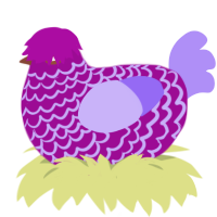 A plum and lilac chicken with a lace pattern