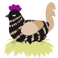 A sable and beige chicken with a bar pattern