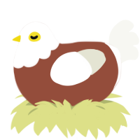 A russet and white chicken with a head pattern