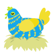 (unnamed), a sky and yellow chicken with a bar pattern