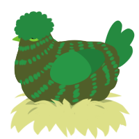 A olive and viridian chicken with a bar pattern