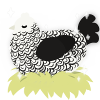 A white and sable chicken with a double-lace pattern
