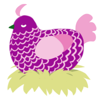A plum and pink chicken with a lace pattern
