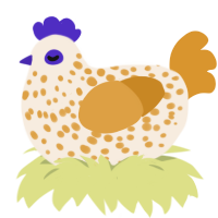 A cream and orange chicken with a speckle pattern