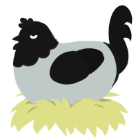 A silver and black chicken with a head pattern