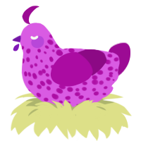 A orchid and plum chicken with a speckle pattern