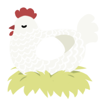A white chicken with a lace pattern