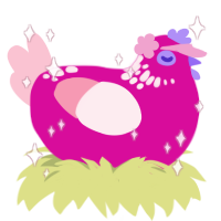 Barbie, a fuchsia and rose chicken with a neck-speckle pattern