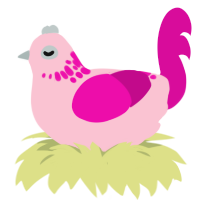 A rose and fuchsia chicken with a neck-speckle pattern