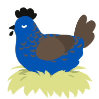 A ultramarine and bark chicken with a half-lace pattern