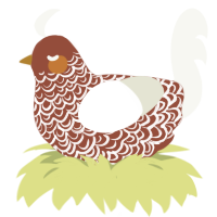 Gingerchimken, a russet and white chicken with a double-lace pattern