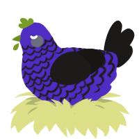 A indigo and sable chicken with a lace pattern
