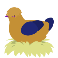 A gold and navy chicken