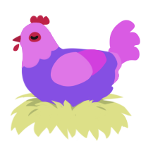 juanito, a blurple and orchid chicken with a head pattern