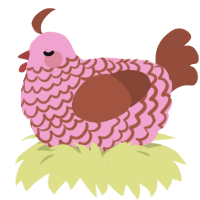 A pink and russet chicken with a lace pattern