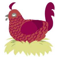 Wheat Patch, a red and maroon chicken with a lace pattern