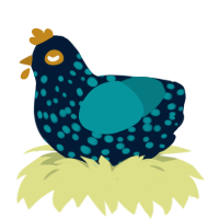 A tumblr and teal chicken with a speckle pattern
