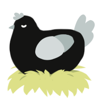 A black and silver chicken