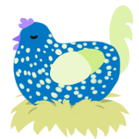 apple fritter, a sapphire and apple chicken with a speckle pattern