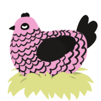 A pink and sable chicken with a lace pattern