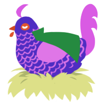 Ba-Rel, a indigo and orchid chicken with a lace pattern