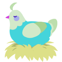 A aqua and gluppy chicken with a head pattern