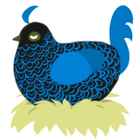 A sable and sapphire chicken with a double-lace pattern