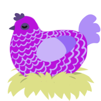 A amethyst and lilac chicken with a lace pattern