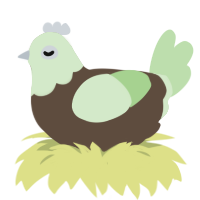 A bark and gluppy chicken with a head pattern