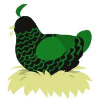 A black and leaf chicken with a lace pattern