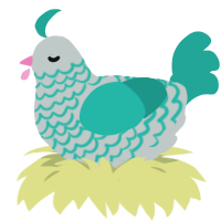 A silver and turquoise chicken with a lace pattern