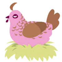 A pink and brown chicken with a half-lace pattern