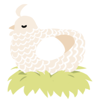 A cream chicken with a lace pattern