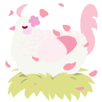 A white and rose chicken with a half-lace pattern