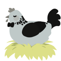 The Prisoner, a silver and black chicken with a neck-speckle pattern
