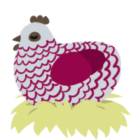 A mist and maroon chicken with a lace pattern
