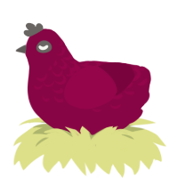 A maroon chicken with a half-lace pattern
