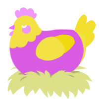 Slushie, a orchid and yellow chicken with a head pattern
