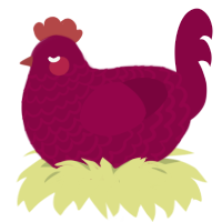 A maroon chicken with a lace pattern
